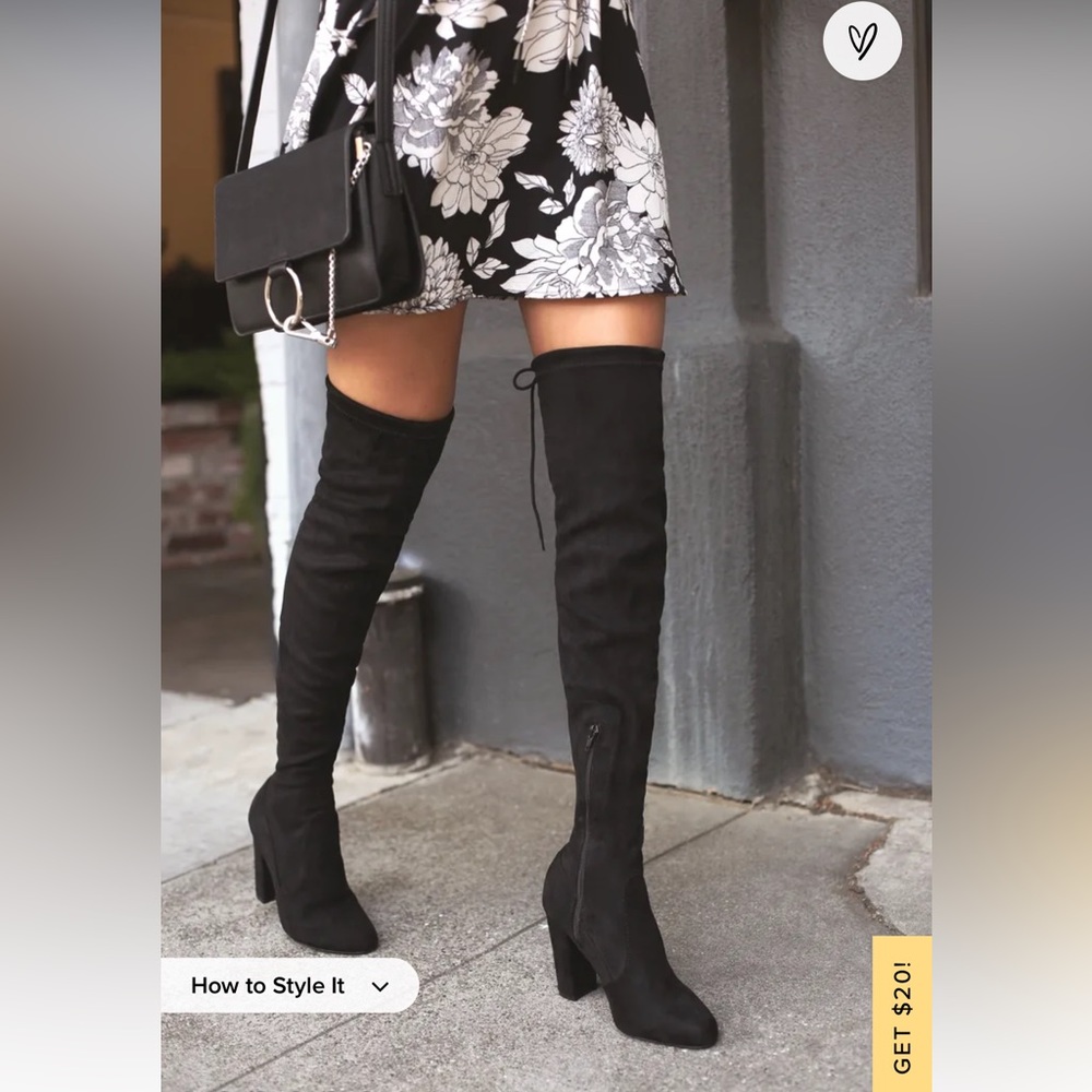 So Much Yes Black Suede Over the Knee Boots